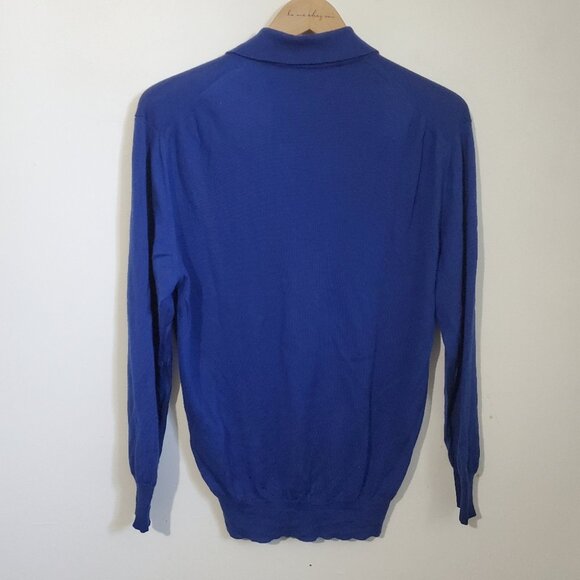 ERMENEGILDO ZEGNA Men's Small Luxe Cashmere Silk Sweater Knit Long Sleeve Polo - Picture 7 of 14